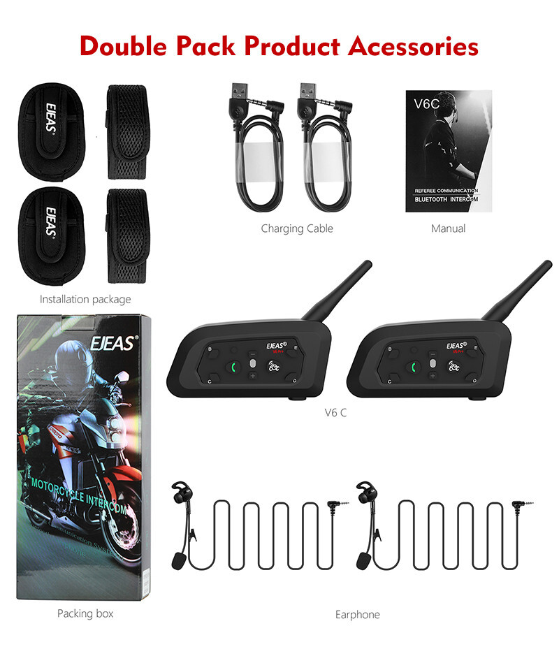 1200M Outdoor Sport Soccer Referee Bluetooth Intercom Interphone Headset 6 Users