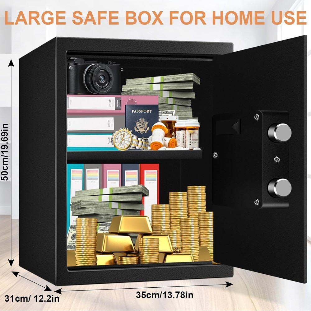 Fireproof Digital Safe with Removable Shelf - For Documents, Money, Valuables