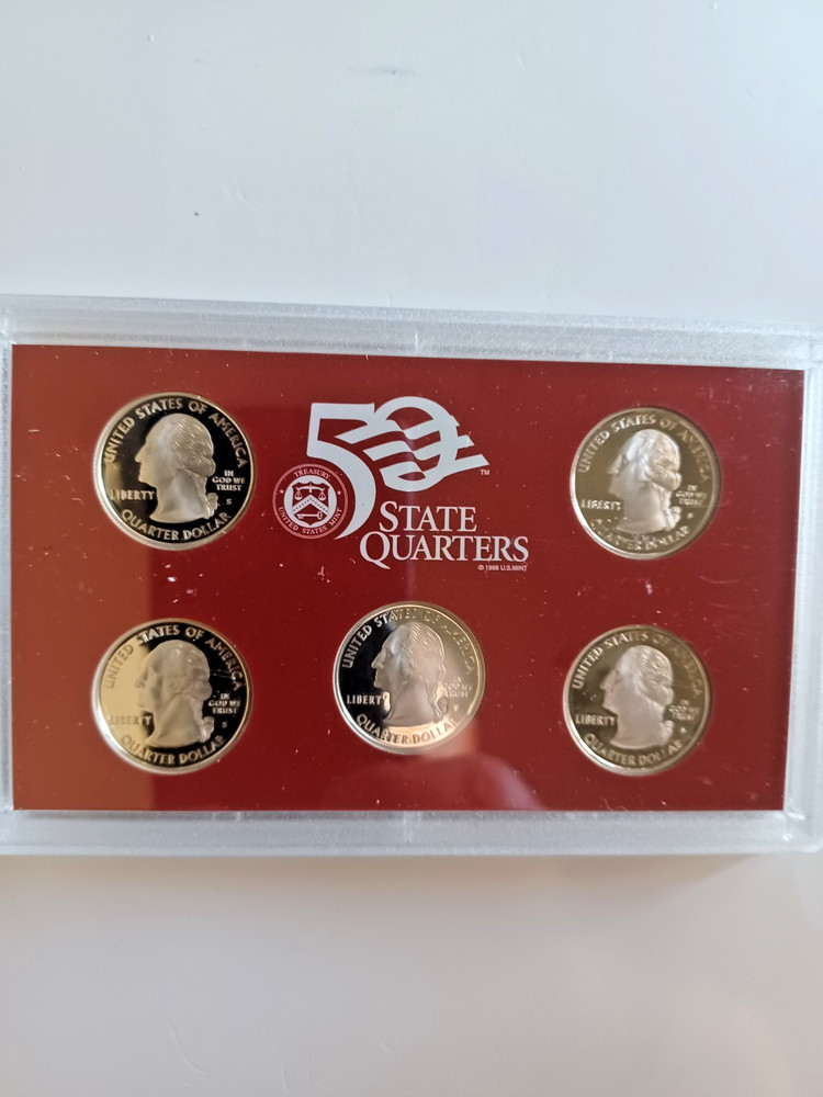 2008-S Silver State Quarters Proof Set OGP 90% Silver Pristine Blue Box & COA
