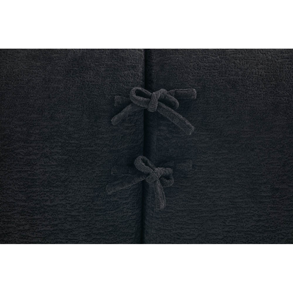 L-Shape Sectional Sofa w/ Chaise, Black Chenille Modular Couch, 30D Foam