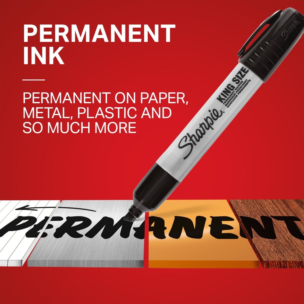 Sharpie King Size Permanent Markers, Large Chisel Tip, Black, 12 Count