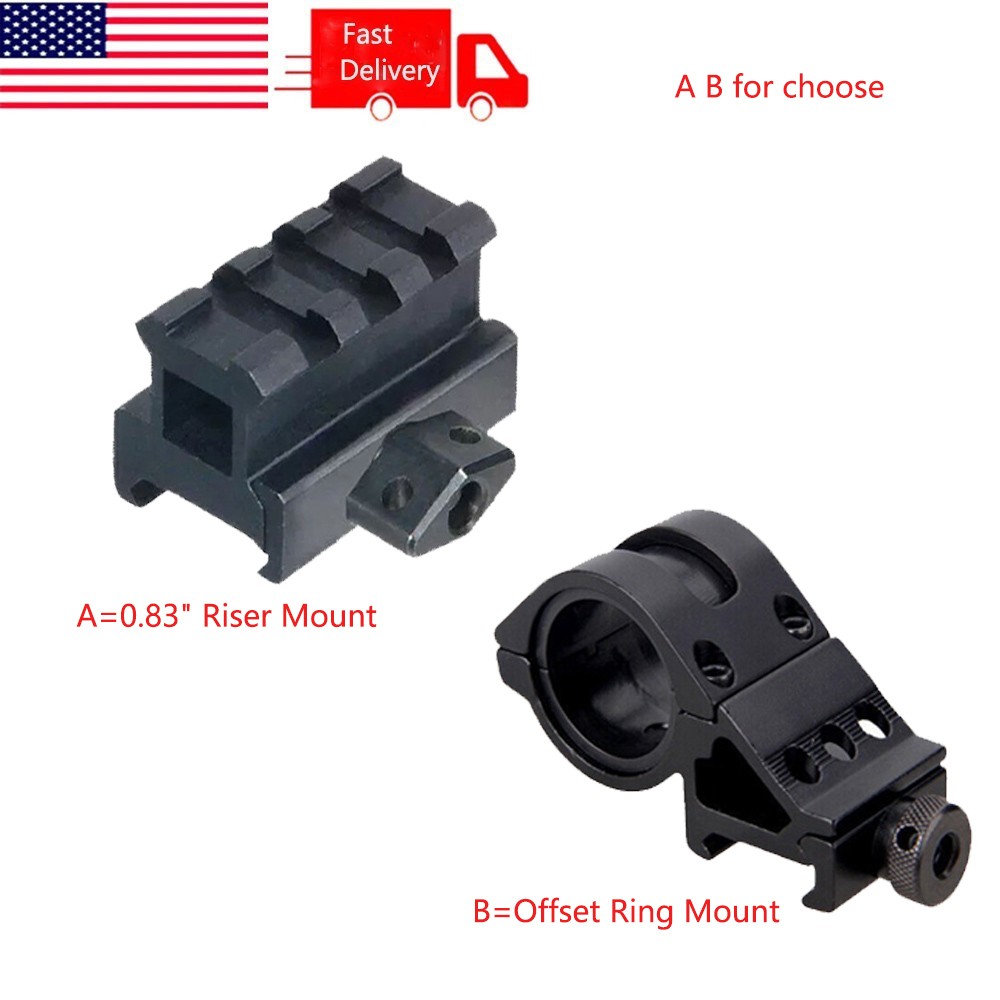 45 Degree Offset 25.4&30mm Ring Torch Mount/See-thru 0.83" Riser Scope Mount US