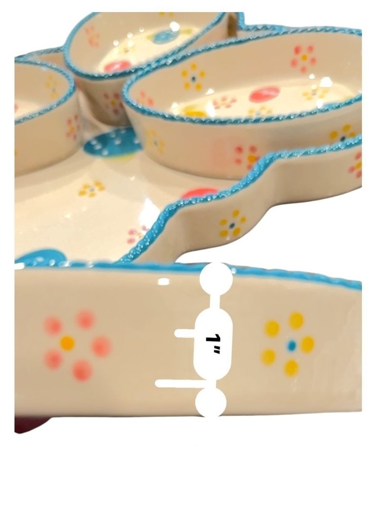 Temptations Easter Egg Divided Serving Platter 4 Removable Bowls Multicolor