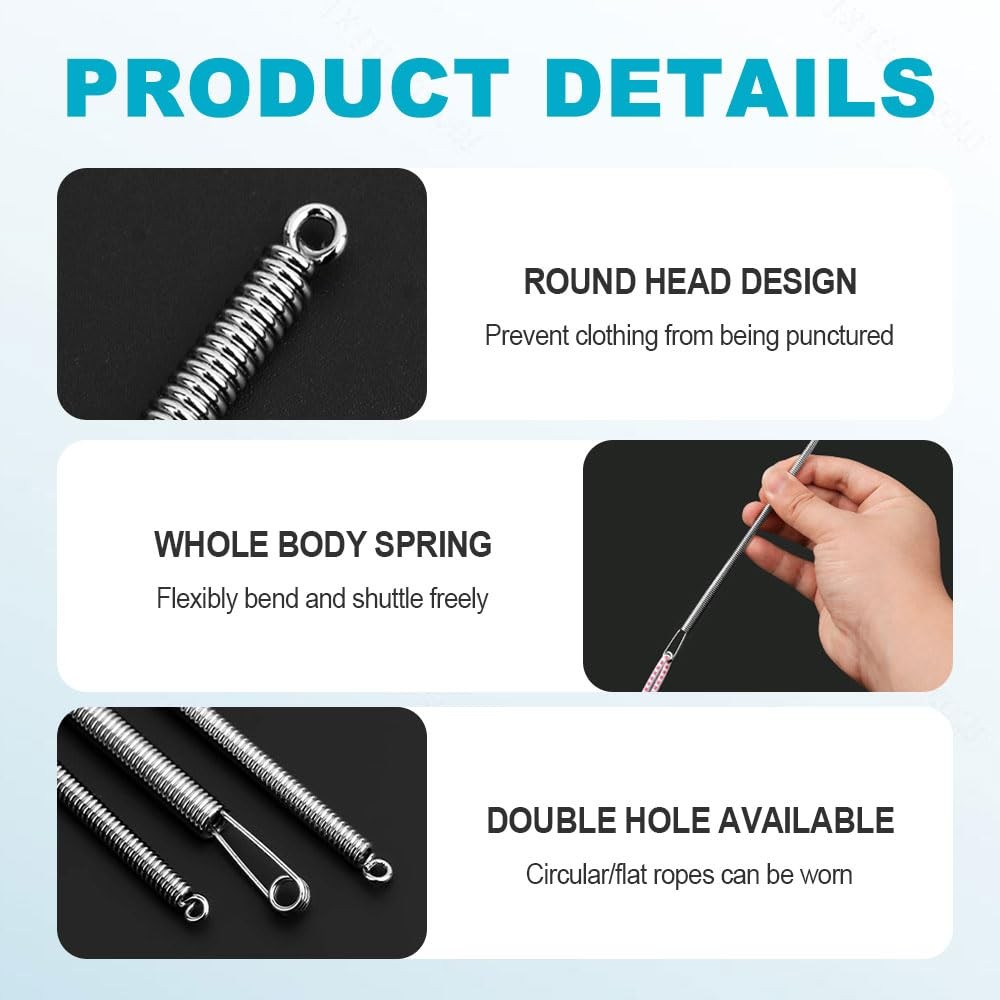 Spring Drawstring Needle Threader, DIY Rope Threaders Clip Puller Replacement