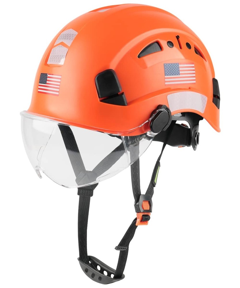 GREEN DEVIL Safety Helmet Hard Hat with Visor Chinstrap Adjustable ... Fast Ship