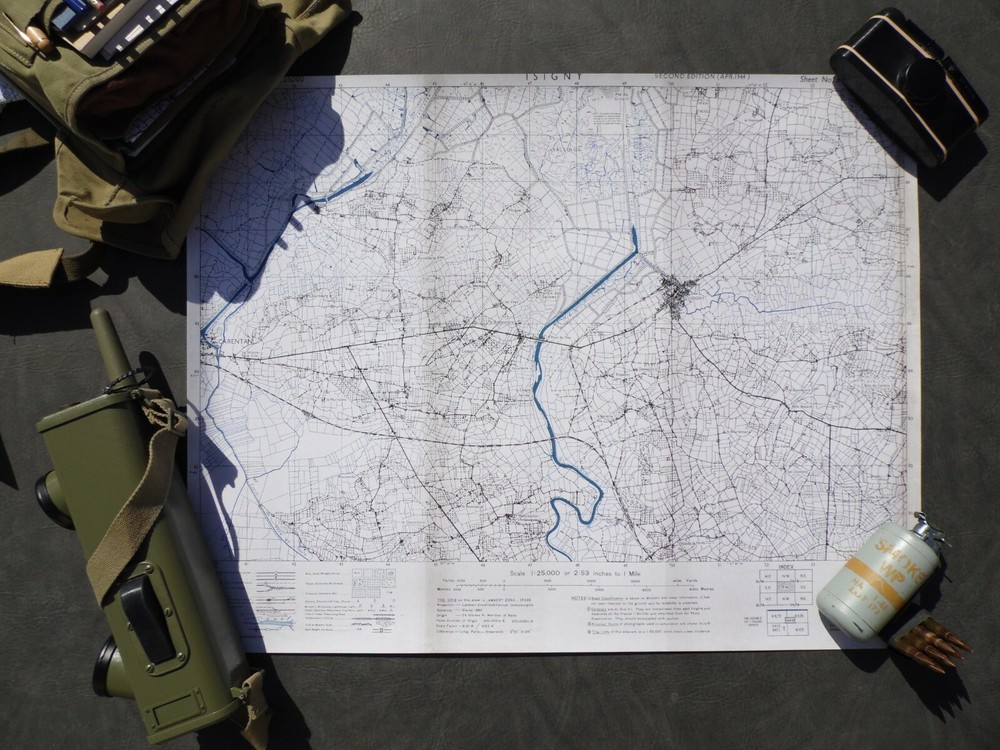 US Normandy Invasion Map 101st 'Isigny' (Carentan dispatch map case)