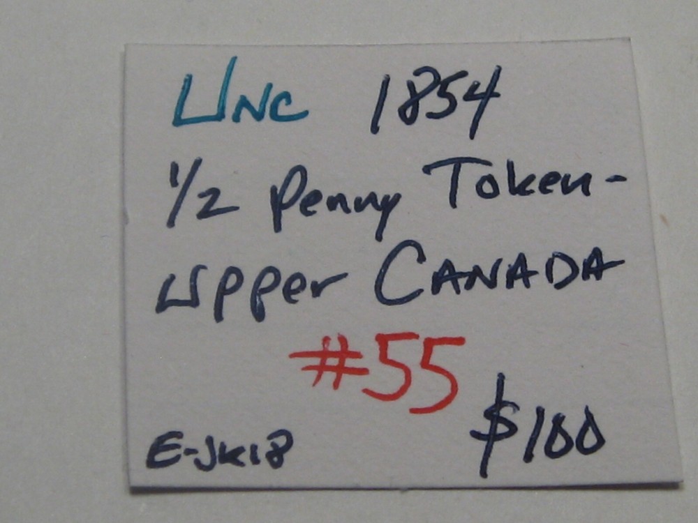 UNC 1854 ½ Penny Token Upper CANADA. #55