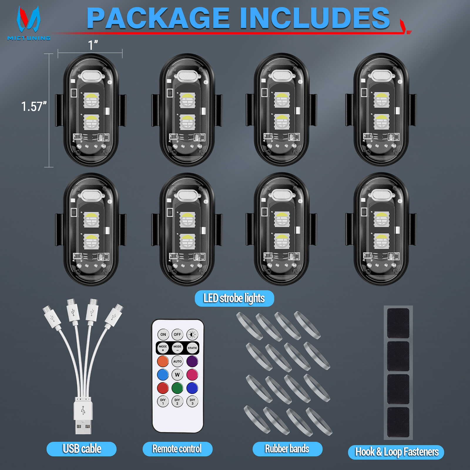 8PCS Wireless LED Strobe Lights,8 Colors Anti-Collision Led Warning Lights