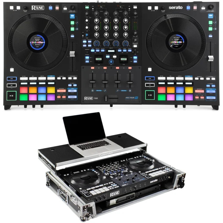 Rane Four 4-channel DJ Controller and Odyssey Glide-style Flight Case