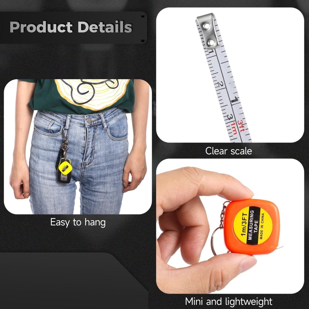 80 PCS Mini Tape Measure Keychains, 3 Ft Measuring Range Small Retractable Me...