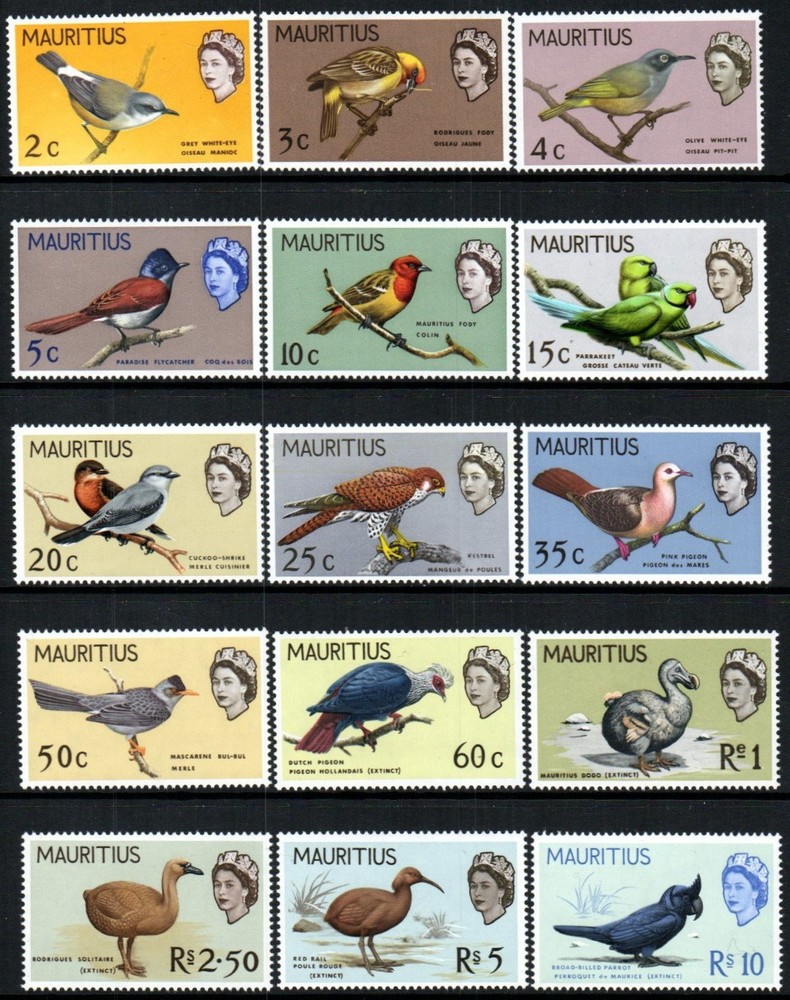 Mauritius Stamp 276-290  - Birds