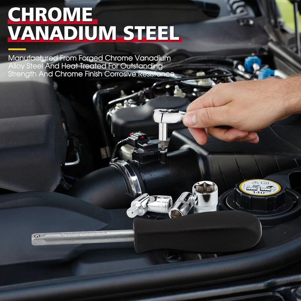 1/4" Drive Socket Set 74-Piece, 1/4” Drive Master Socket Set with Ratchets, 1/4"