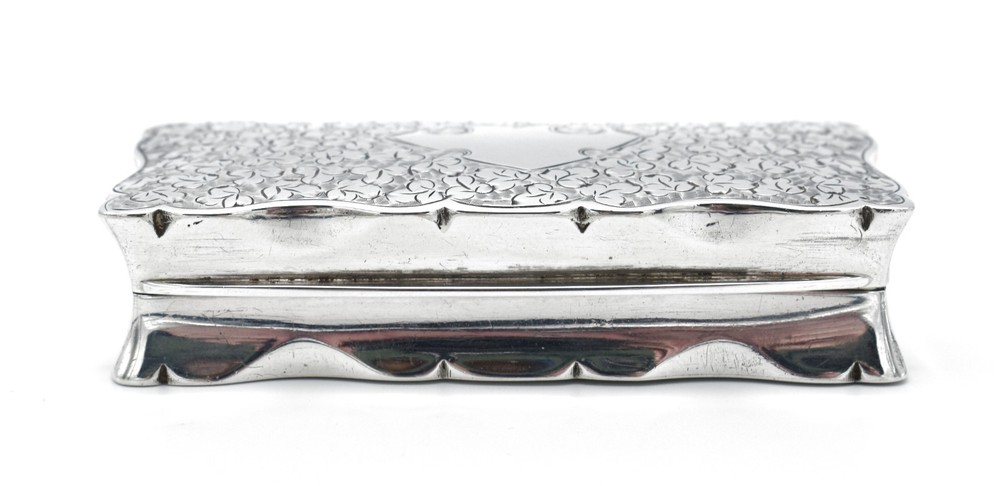 Antique Large Solid Silver Shaped Snuff Box Tobacco Box 1908 Edwardian Excellent