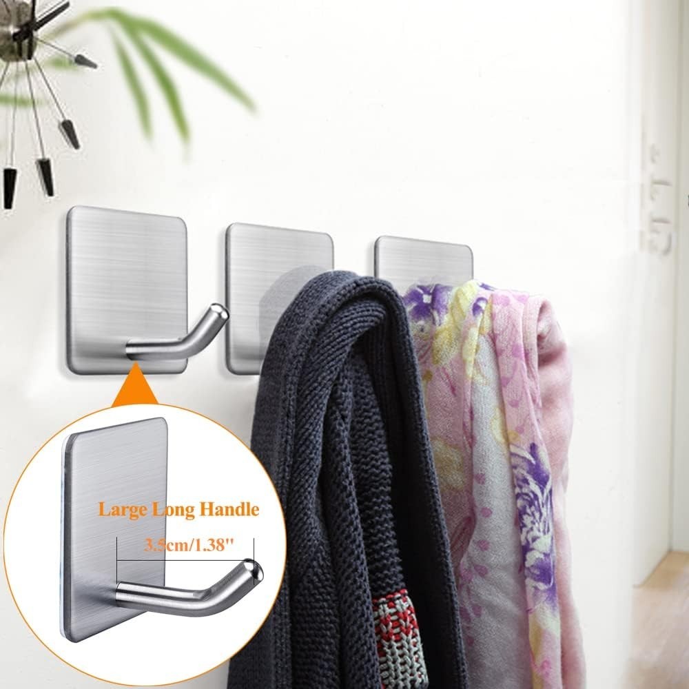 Heavy Duty Stainless Steel Wall Hooks - 4 Pack