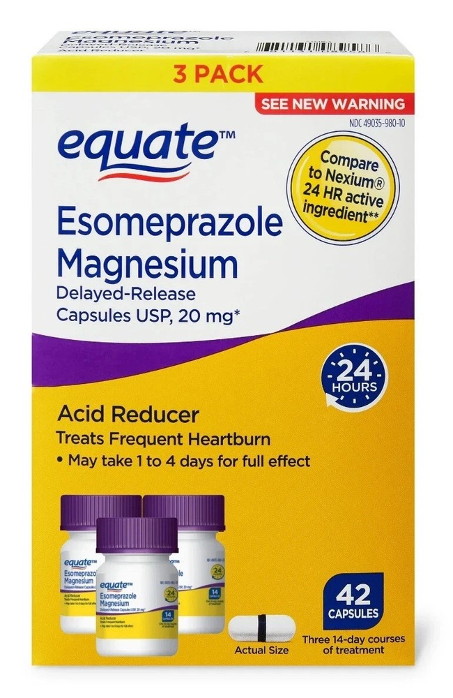 Equate Esomeprazole Magnesium 20 mg Acid Reducer Delayed-Release Capsules, 42 Ct