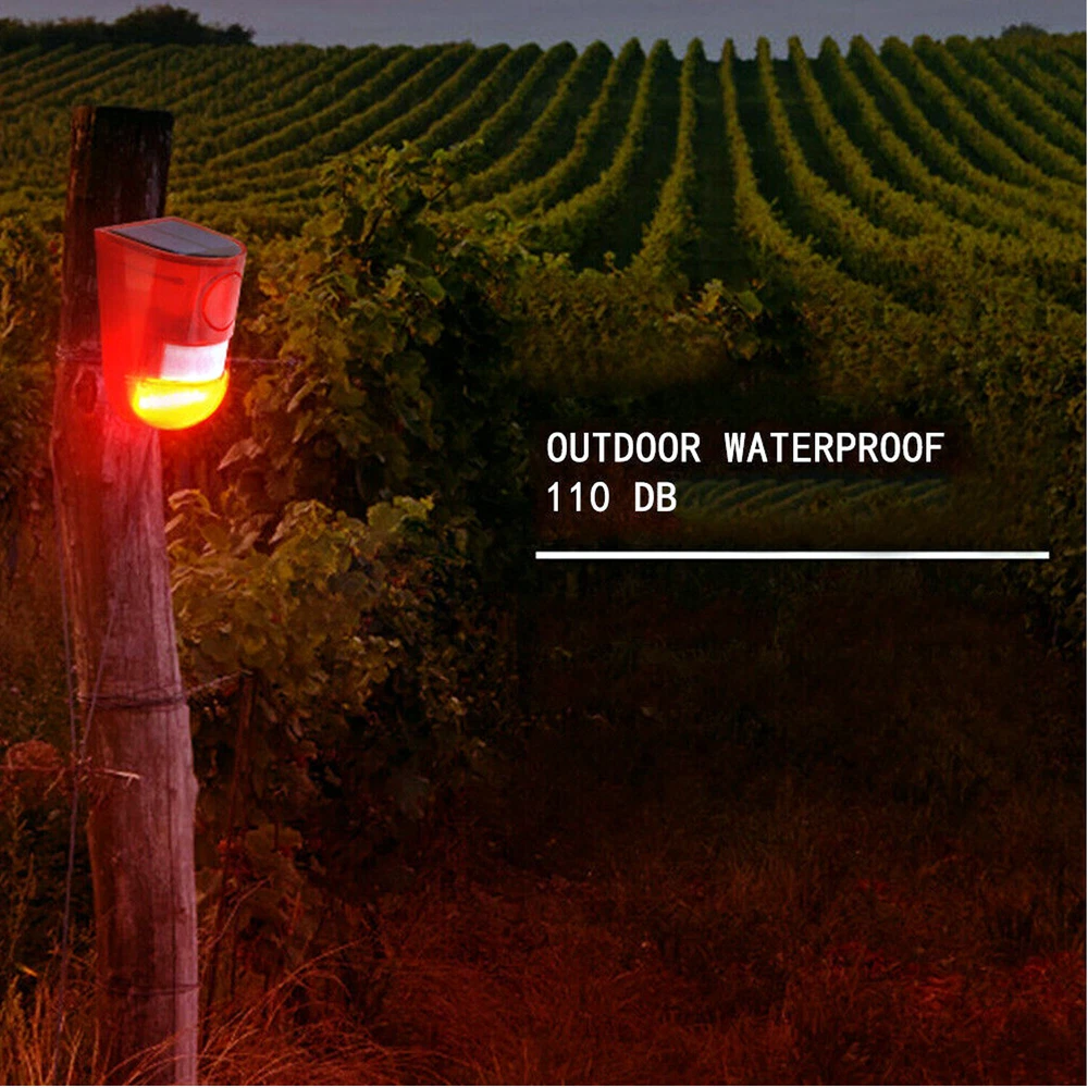Magic Solar Alarm Warning Satety Anti-Theft Flashing Light Sensor Garden Yard