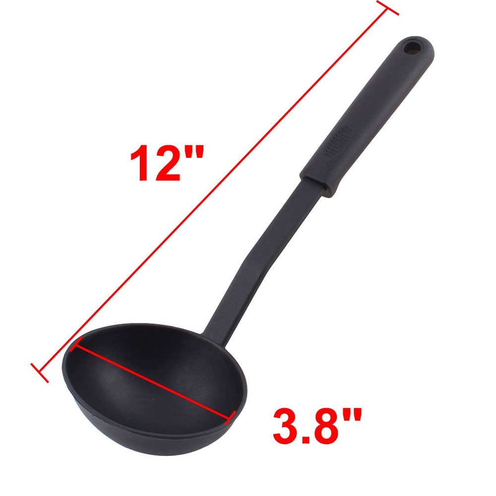 Household Kitchen ware Tableware Plastic Soup Ladle Spoon Hanging Black