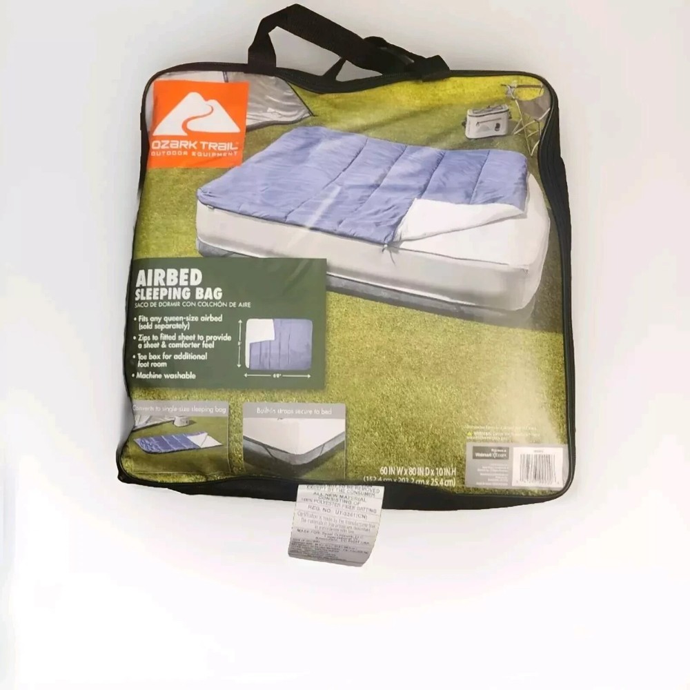 Ozark Trail 50-Degree Rectangular Single Sleeping Bag Convert Airbed Cover Queen
