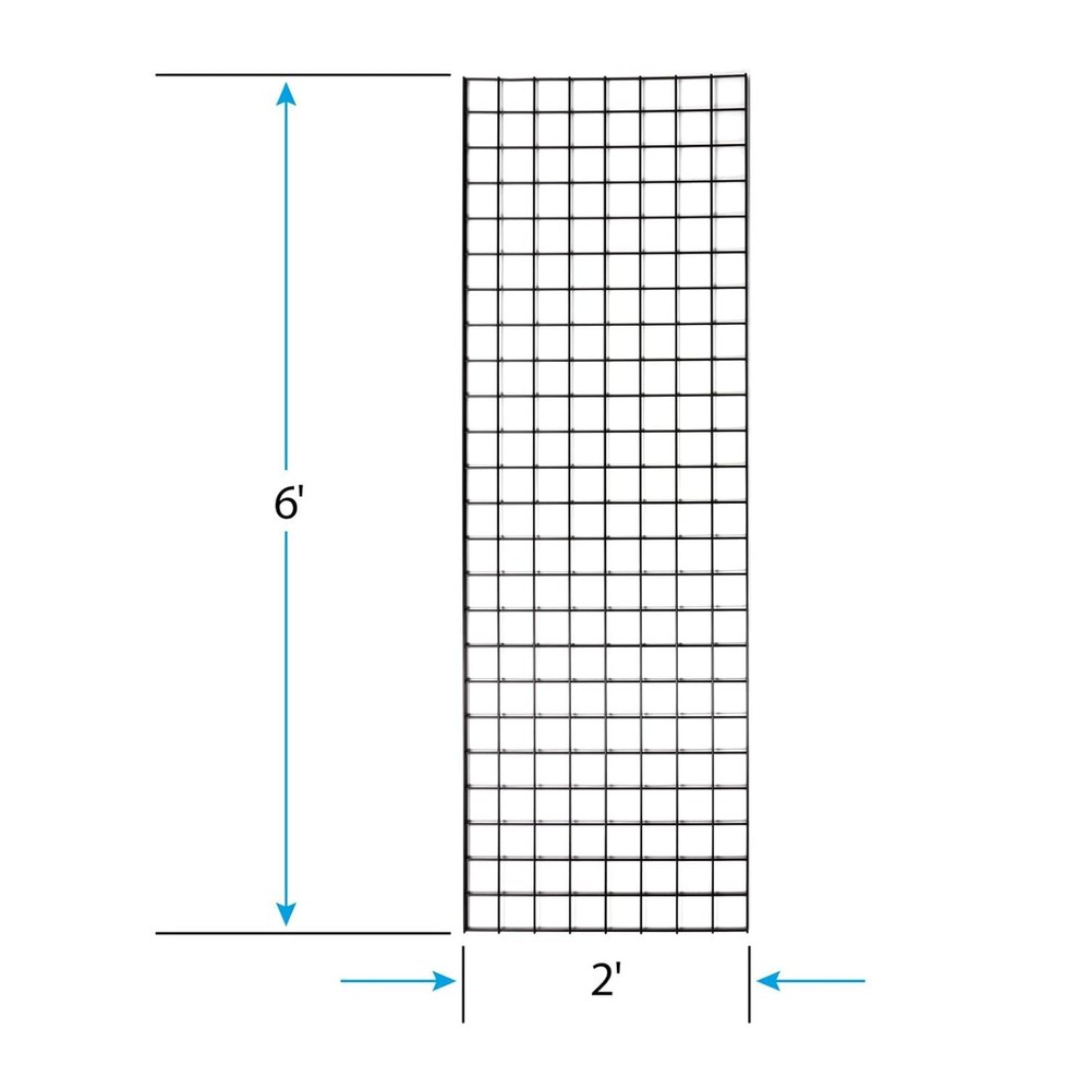 Gridwall Panel Display 2' x 6' Wire Grid Wall Black 2 Legs Standing Screen Metal
