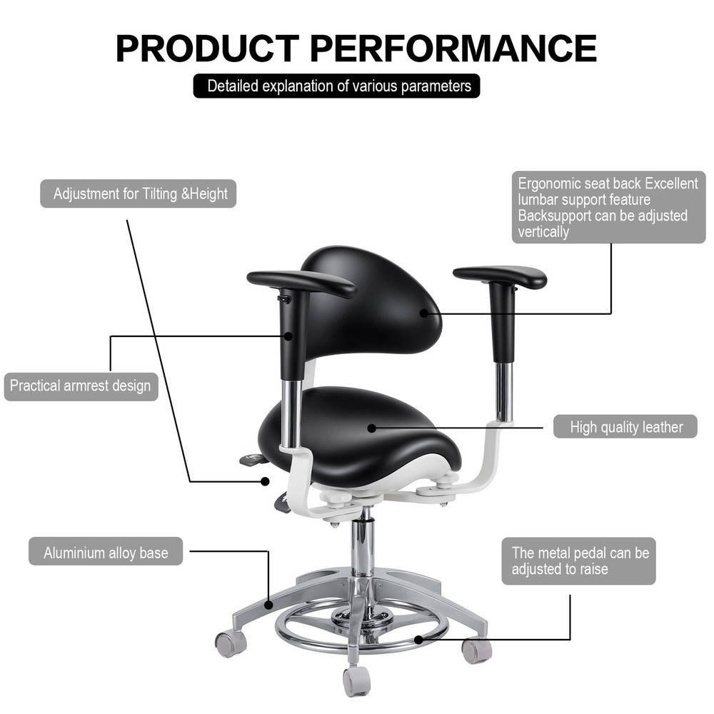 Dental Microscope Surgical Saddle Chair Dynamic Seating Stool Foot Control PU