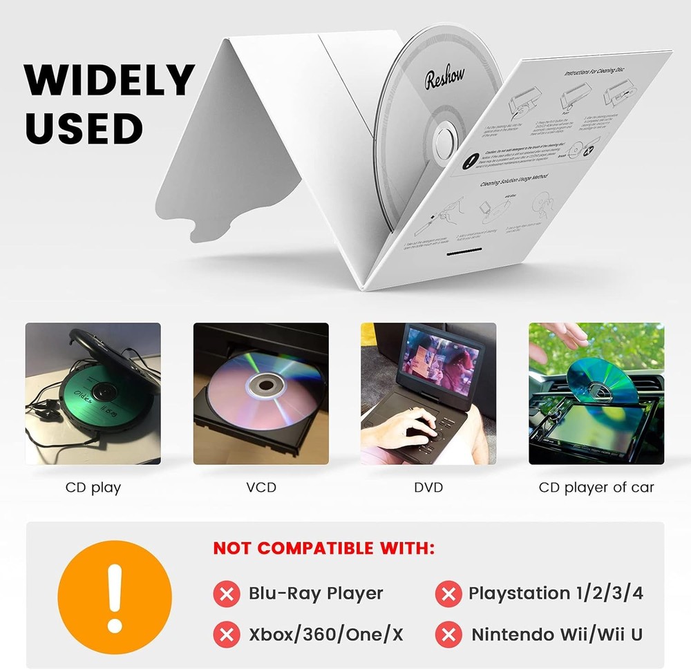 Reshow Laser Lens Disc Cleaner Kit for CD & DVD Player without Scratching