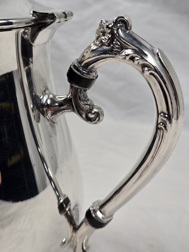 Vintage Leonard Silverplate Coffee Pot Ornate Footed Teapot Hinged Lid