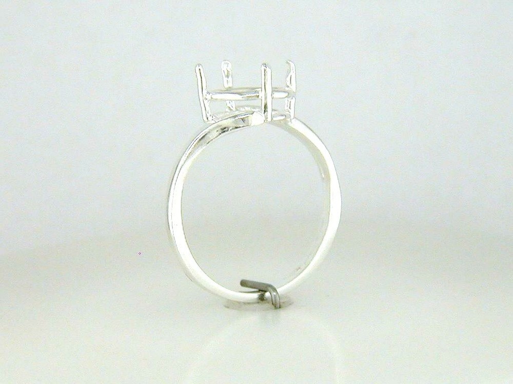 Oval Bypass Wire Mount Ring Setting Sterling Silver