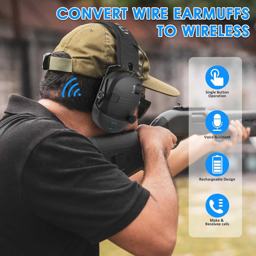 Bluetooth Adapter Walker S Earmuffs Wireless 5.1 Receiver Rechargeable Shooting