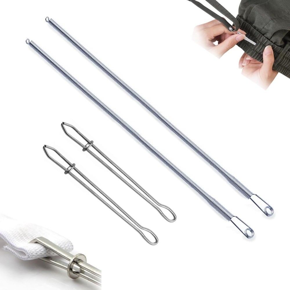 Stainless Steel Drawstring Threader Tool Set 4PCS Long Loop Turner and Short