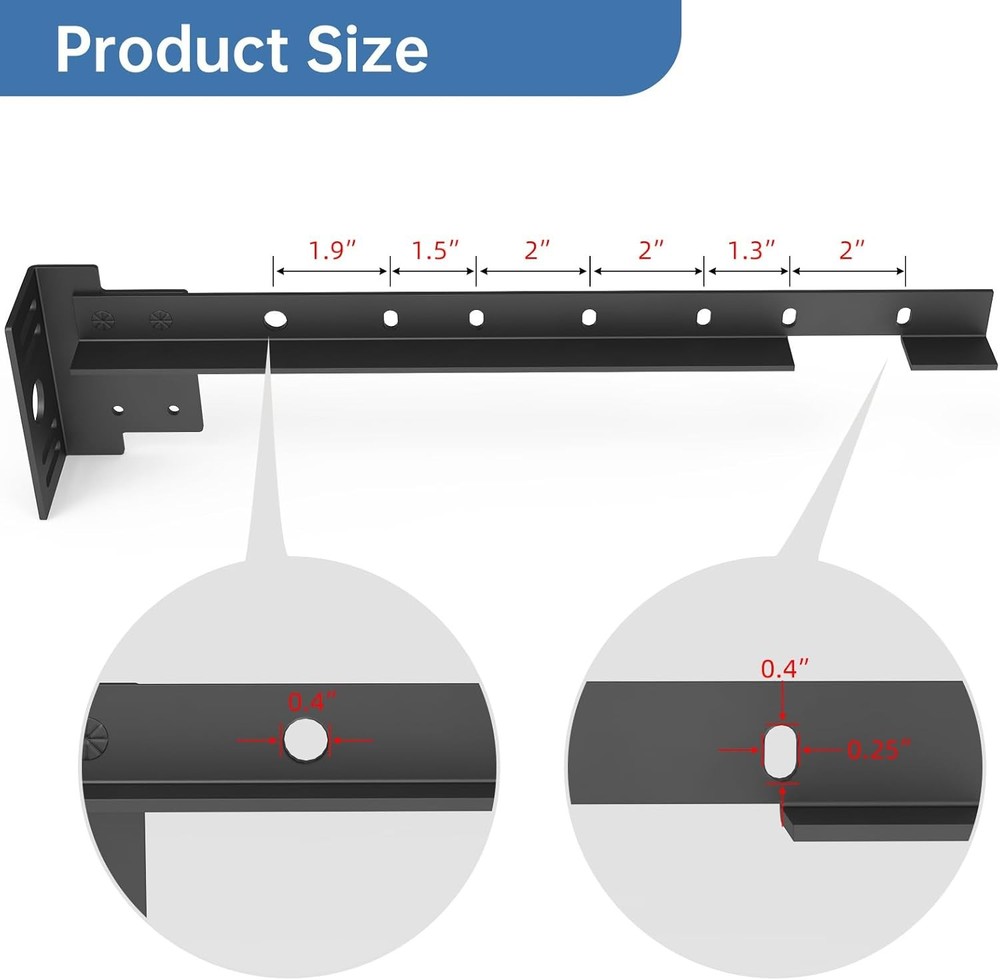 Bed Frame Footboard Extension Brackets Set Attachment Kit, King, Black