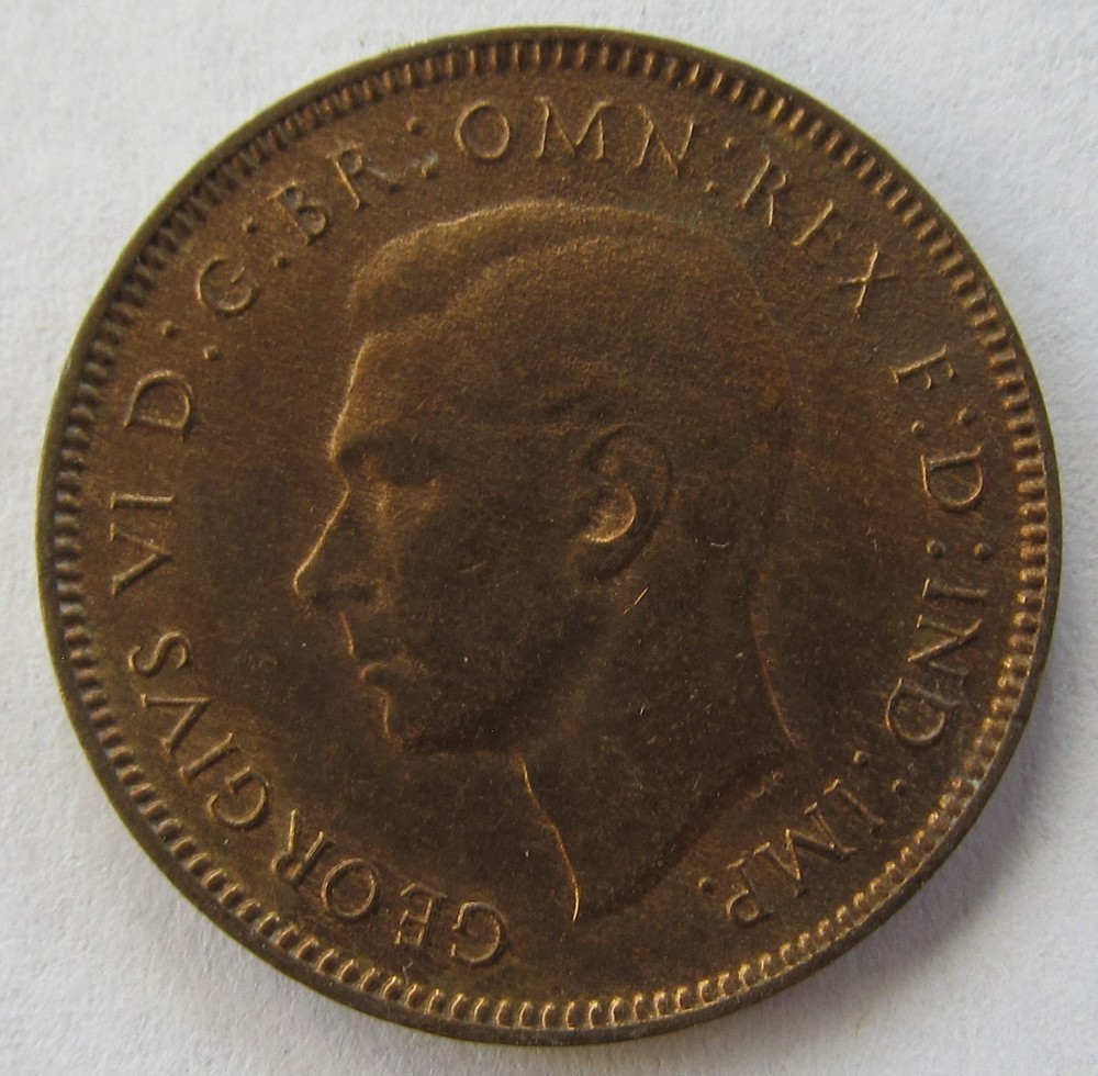 1939 Farthing, George VI, KM #843