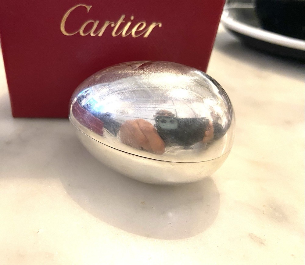 Cartier Sterling Silver Pillbox. Egg Box