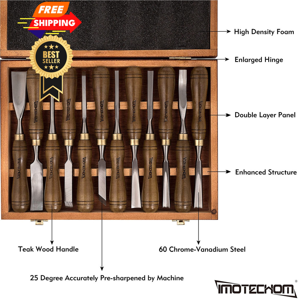IMOTECHOM 12-Pieces Carving Chisel, 12-pieces Chisel