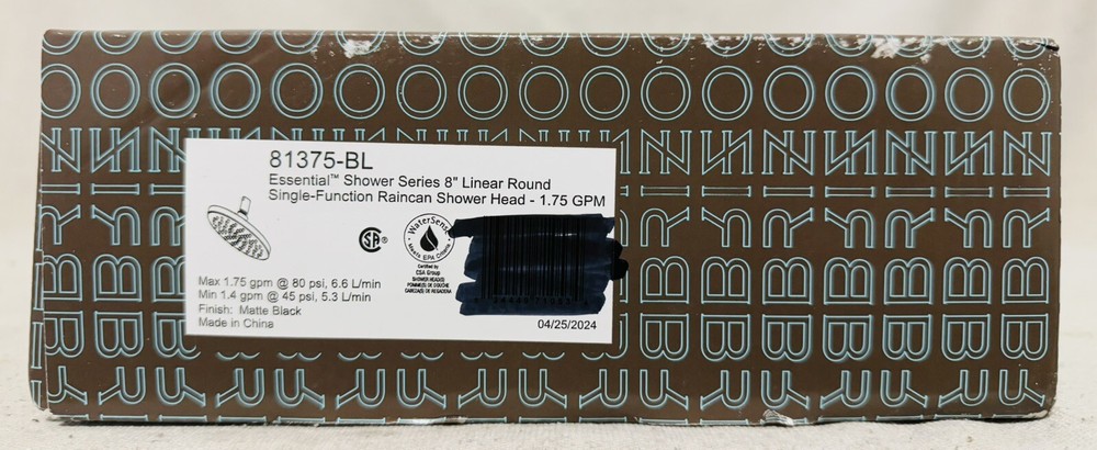 Brizo Essential 1.75 GPM Single Function Rain Shower Head Model: 81375-BL Black