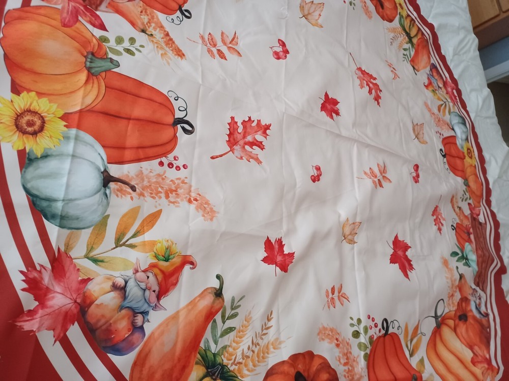 57-58" round pumpkin polyester tablecloth new