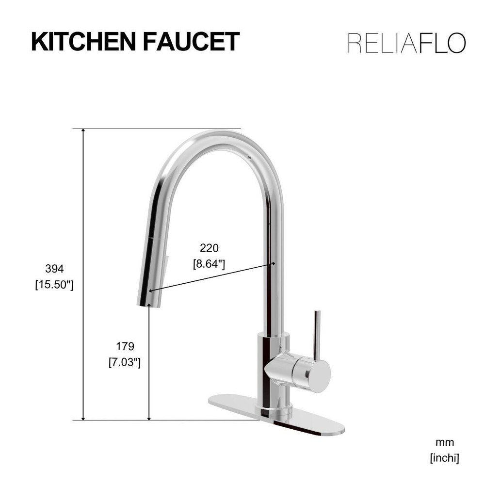 RELIAFLO Pull Down Kitchen Faucet in Polished Chrome - D60719-01