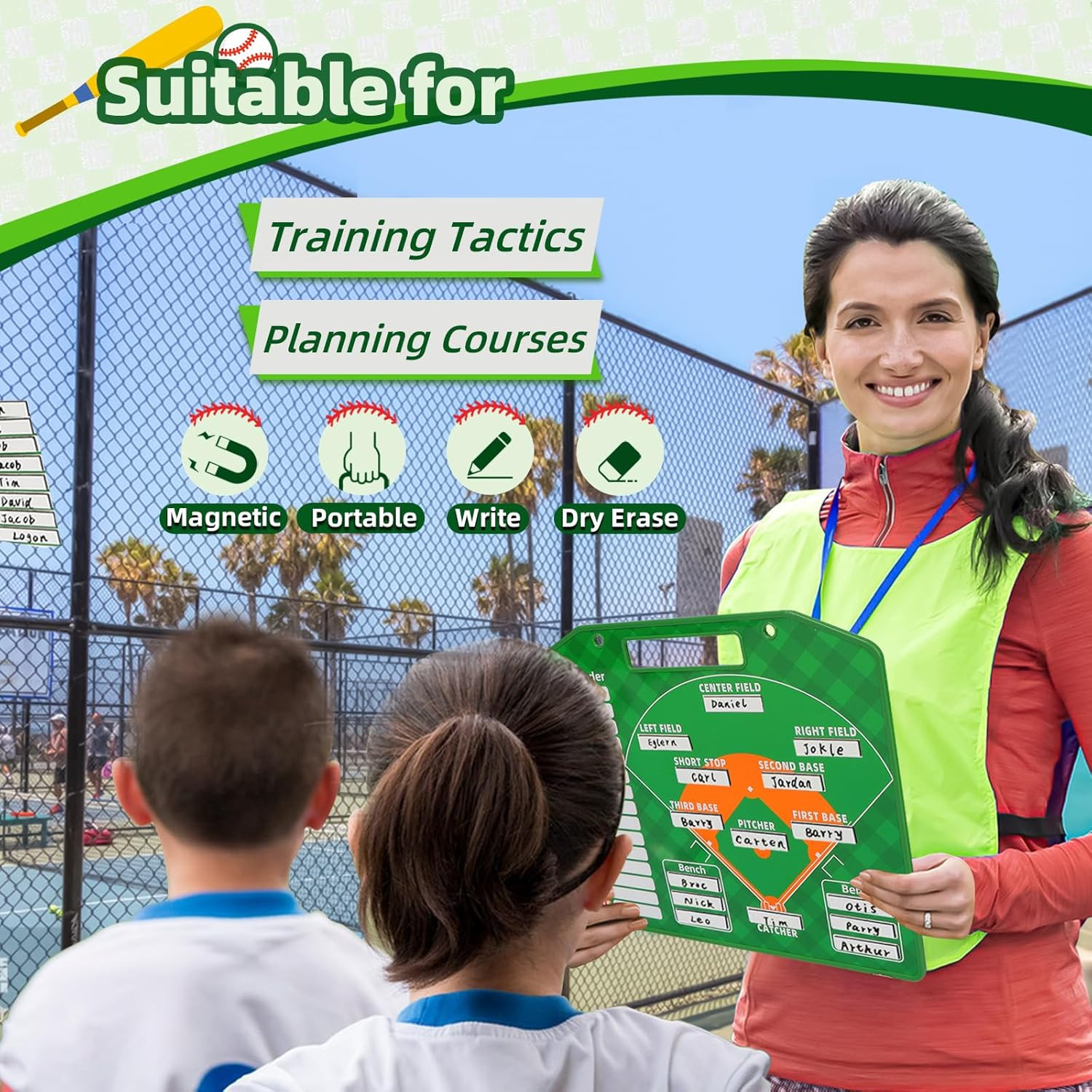 Magnetic Baseball Lineup Board with 40 Sheets Lineup Cards Clipboard for Coaches