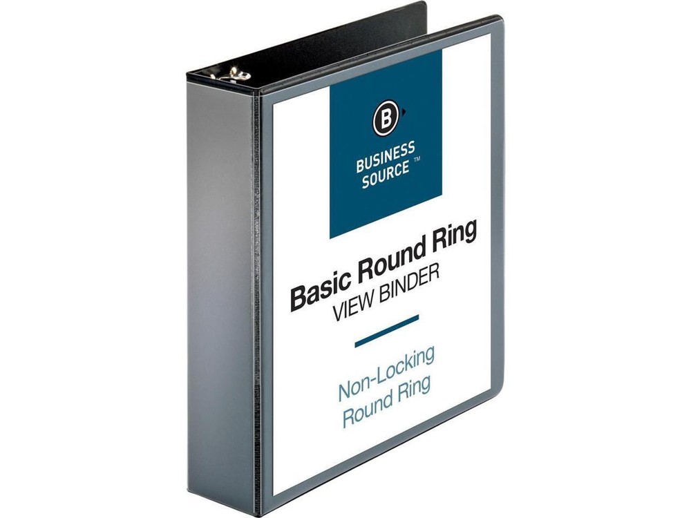 Business Source View Binder w/ 2 Inside Pockets 2" Capacity Black 09956