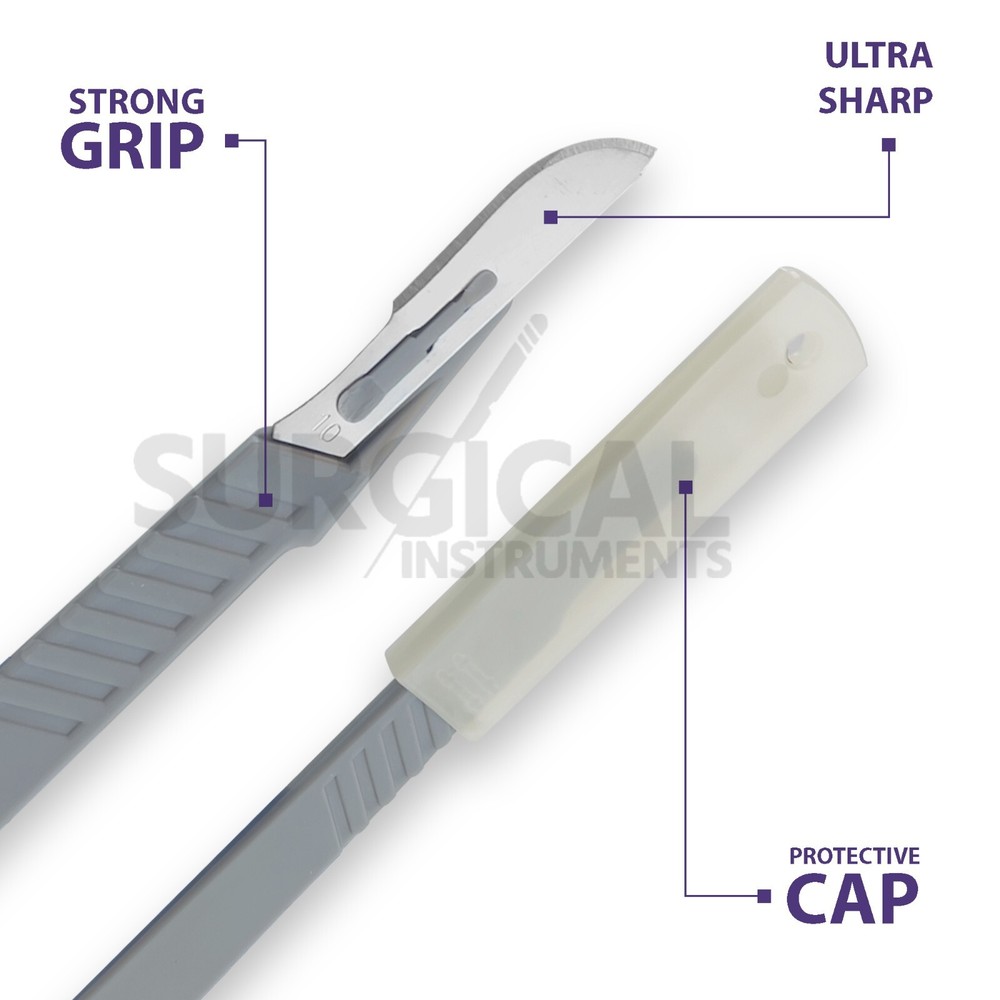 10 Pcs Disposable Scalpel #10, Sterile, Plastic Handle ( High Quality )
