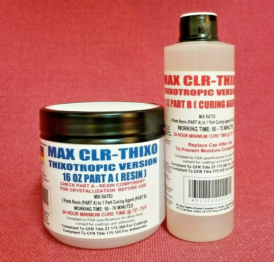 MAX CLR THIXO EPOXY CLEAR FOOD SAFE 4 WOOD COATING & SEALING -LESS DRIPS & RUNS