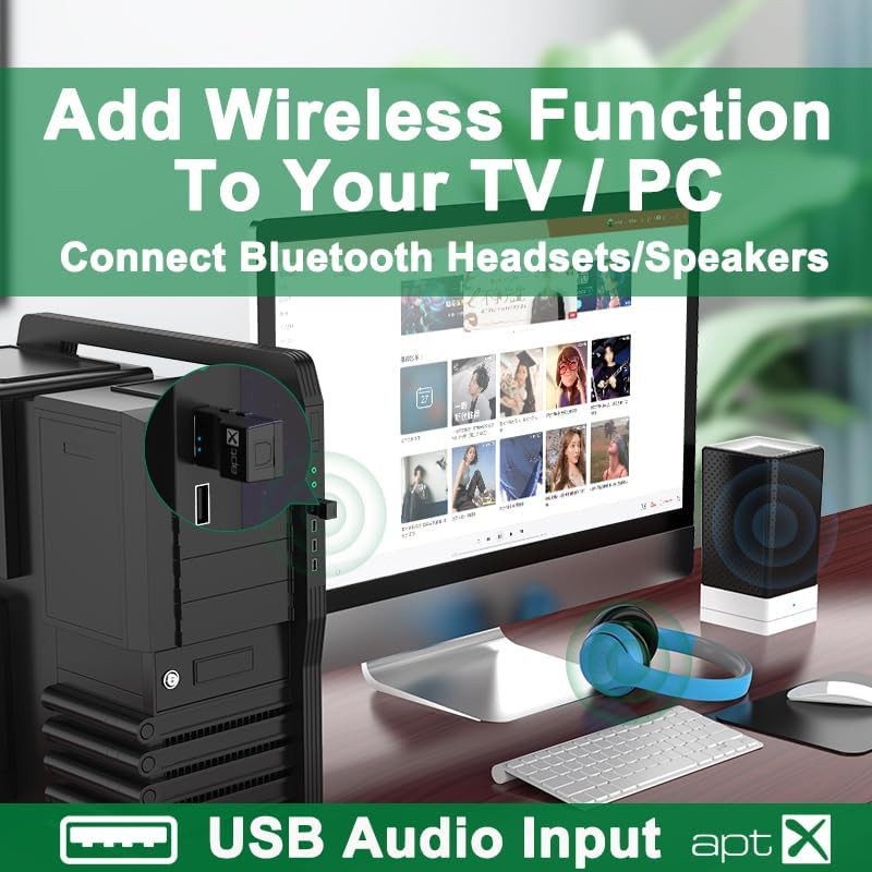 USB Optical Wireless Bluetooth Transmitter 2 in 1 Audio Transmitter Adapter Low