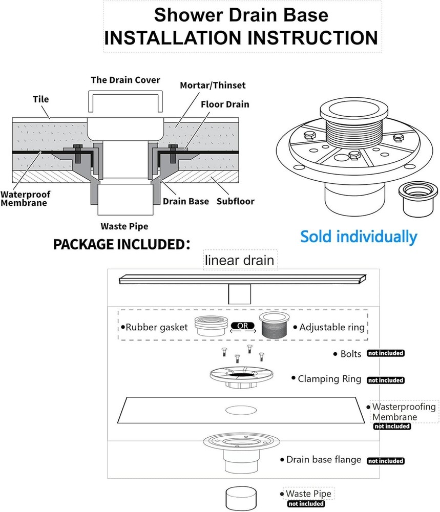 28 inch Linear Shower Drain with Removable Square Hole Panel (671) *READ*