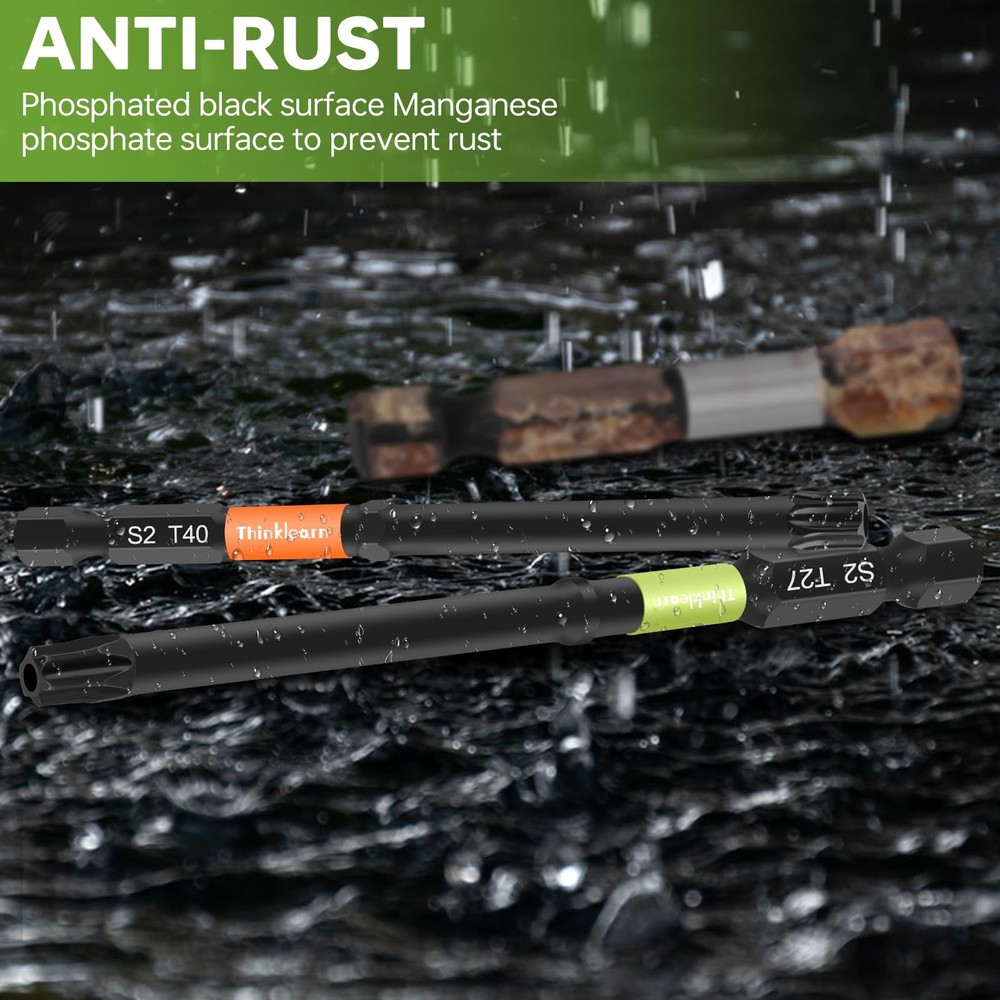 THINKLEARN Impact Torx Bit Set, 20 PCS 4" Security Bits, Orange+green