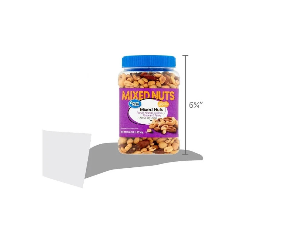 Great Value Mixed Nuts with Peanuts, 27 oz