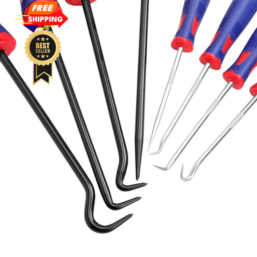 WORKPRO 9Pcs Precision Pick & Hook Set with Scraper, Small, Multicolor