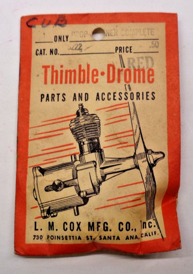 Cox Thimble Drome Prop Spinner Complete, #5222, RED, Original Package, NOS