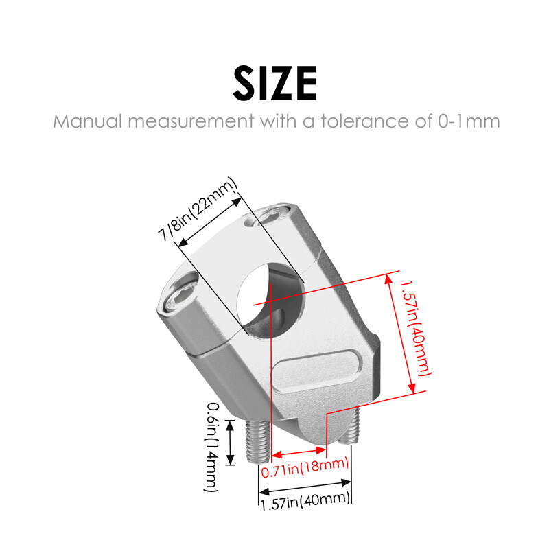 7/8" 22mm Universal Motorcycle Handlebar Riser Bar Riser Clamp Silver
