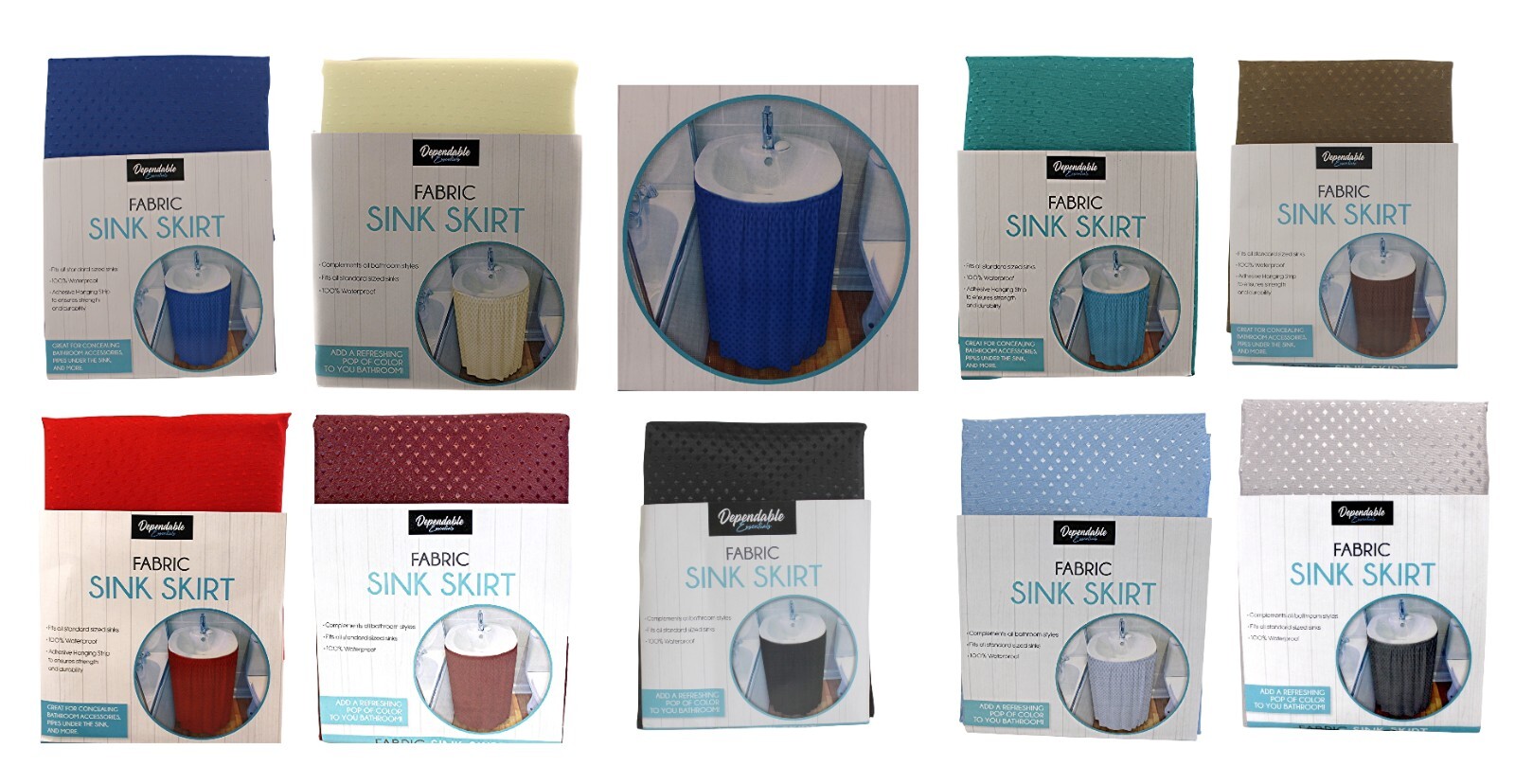 Fabric Sink Skirt, Diamond Stitch, Self-Stick, Waterproof, 56"x32", USA Seller