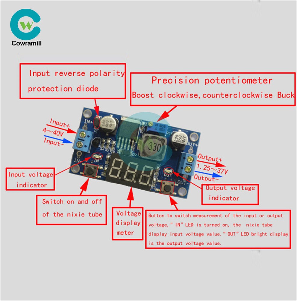DC-DC Buck Step-down Module LM2596S Adjustable Power Converter Module DC 4V-40V