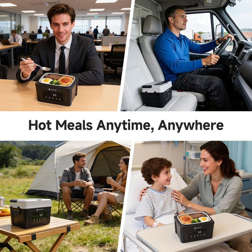AMZCHEF Cordless Electric Lunch Box,Heater with 5 Heating Elements & Auto Temp